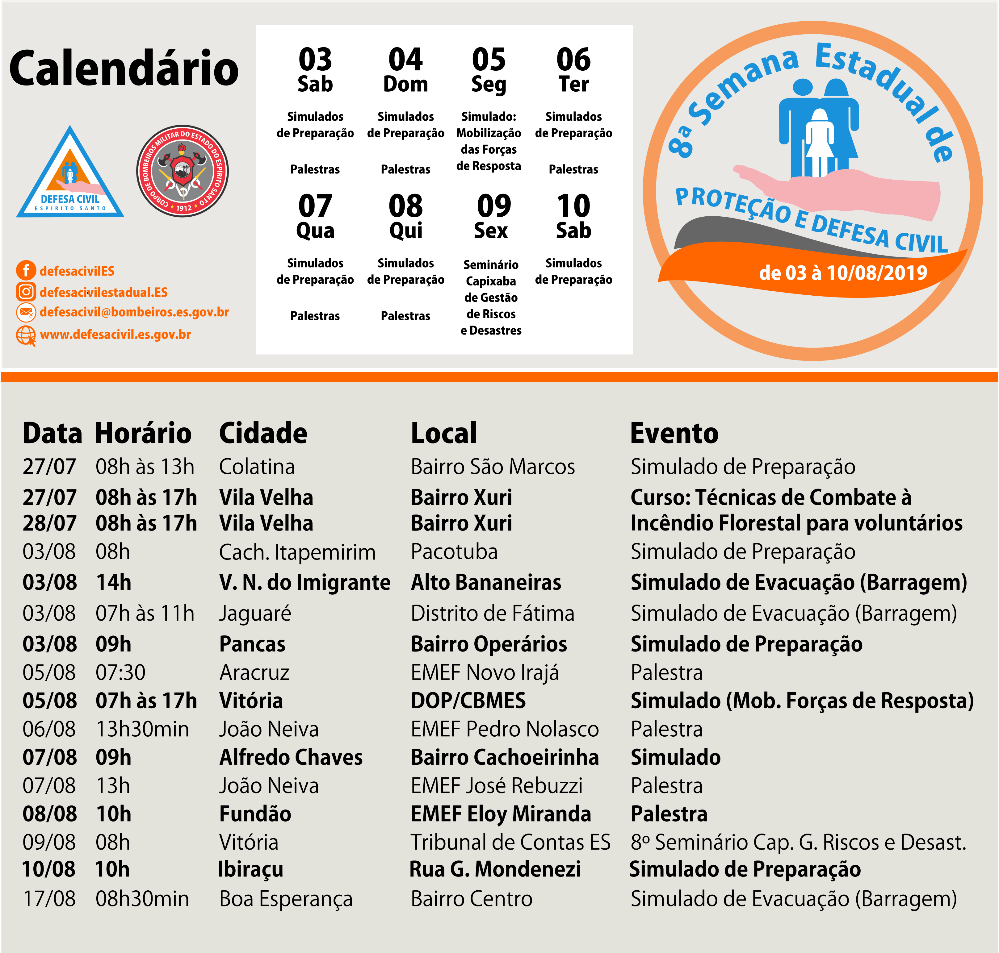 Post -Calendário Semana de Defesa Civil