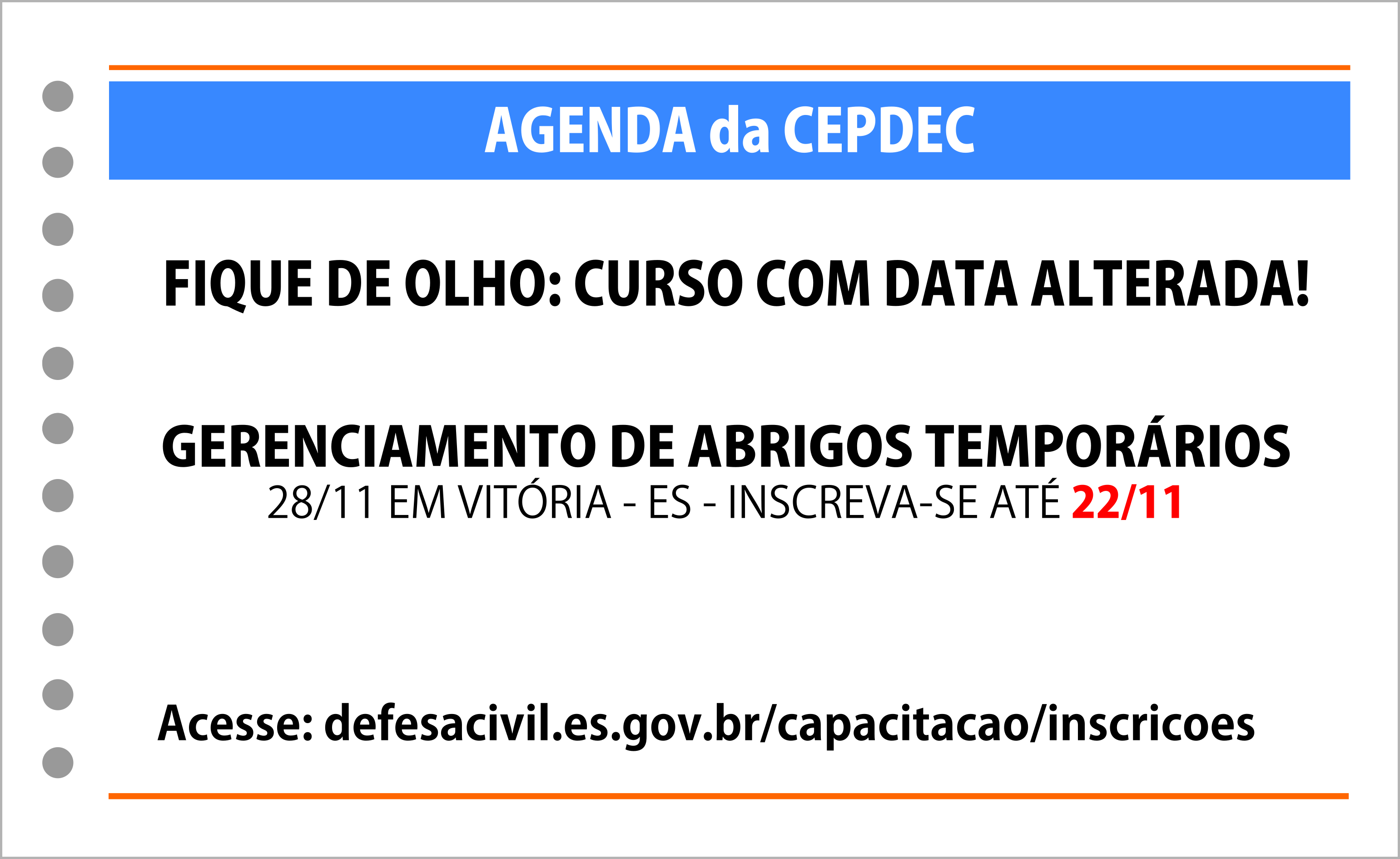alteração de data - abrigos temporários